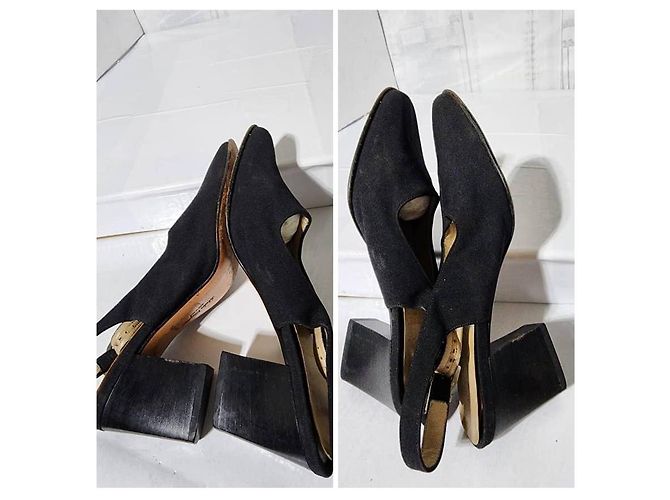 Salvatore Ferragamo Talon Compensé Noir Taille 7 - vue 8