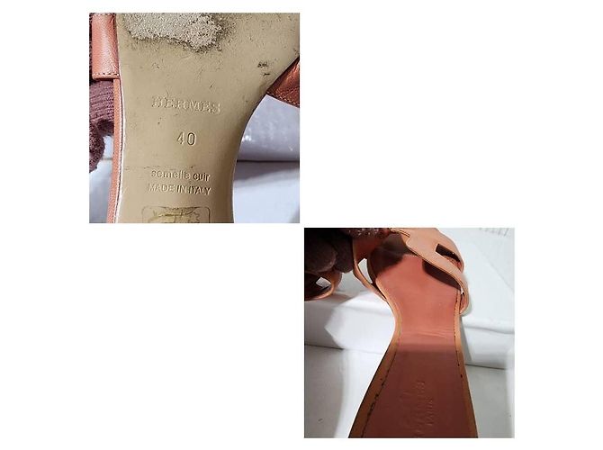Hermès Hermes Leder Nappa Oasis Absätze Pfirsich Größe 40 Angeln - Ansicht 12
