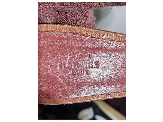Hermès Hermes Leder Nappa Oasis Absätze Pfirsich Größe 40 Angeln - Ansicht 13
