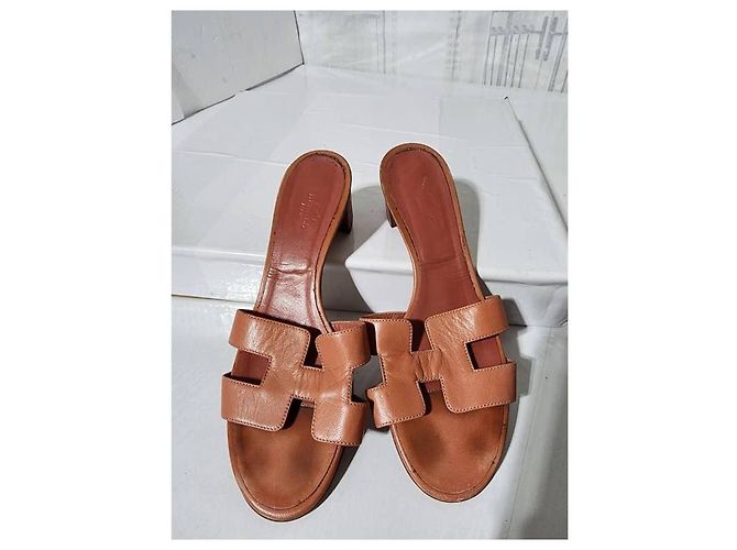 Hermès Hermes Leder Nappa Oasis Absätze Pfirsich Größe 40 Angeln - Ansicht 4