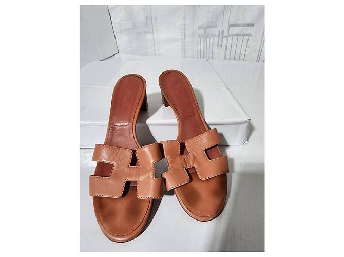 Hermès Hermes Leder Nappa Oasis Absätze Pfirsich Größe 40 Angeln - Ansicht 7