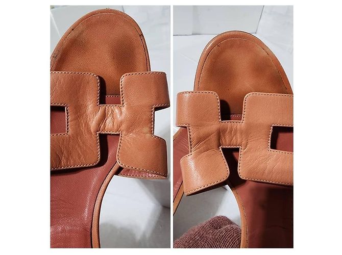 Hermès Hermes Leder Nappa Oasis Absätze Pfirsich Größe 40 Angeln - Ansicht 8