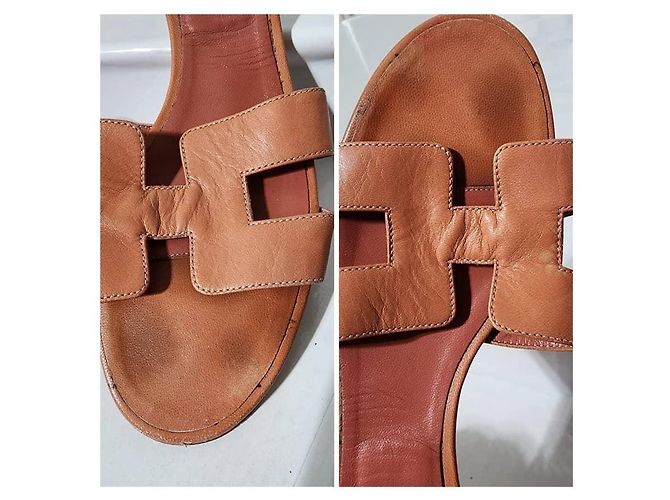 Hermès Hermes Leder Nappa Oasis Absätze Pfirsich Größe 40 Angeln - Ansicht 9