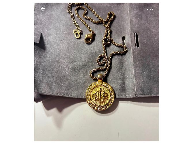 Collana Christian Dior dorata con pendente CD D'oro - vista 2