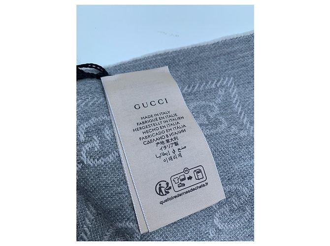 Sciarpa Gucci GG grigia in seta e lana Grigio - vista 5