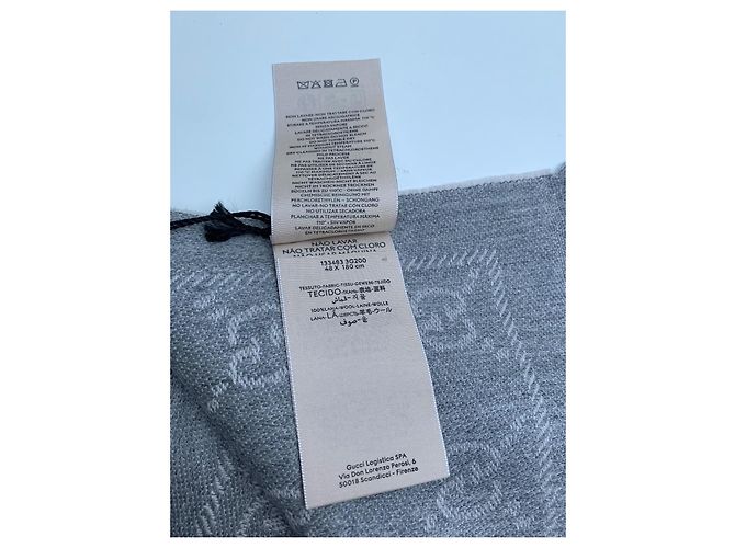 Sciarpa Gucci GG grigia in seta e lana Grigio - vista 6