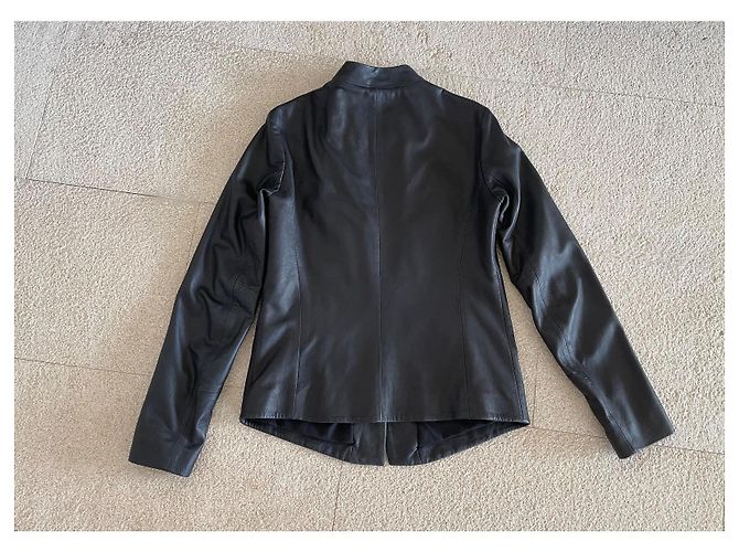 Autre Marque Schwarze Lederjacke oder schwarzes Replay-Leder-Perfecto Größe T.S Neu - Ansicht 2