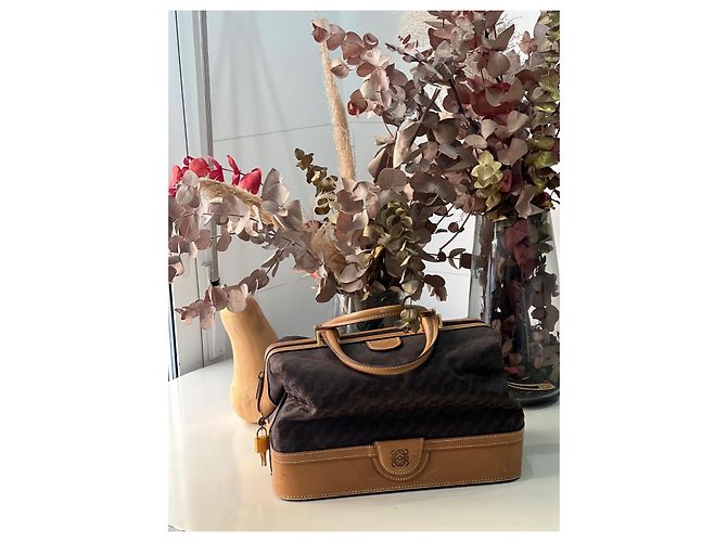 Borsa a mano Loewe in tela monogrammata e pelle Marrone Marrone chiaro Marrone scuro - vista 10