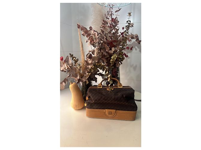 Borsa a mano Loewe in tela monogrammata e pelle Marrone Marrone chiaro Marrone scuro - vista 8
