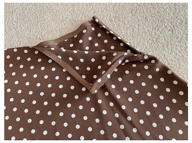 Autre Marque Falda trapezoidal marrón con lunares blanco roto talla 36 Castaño - vista 4