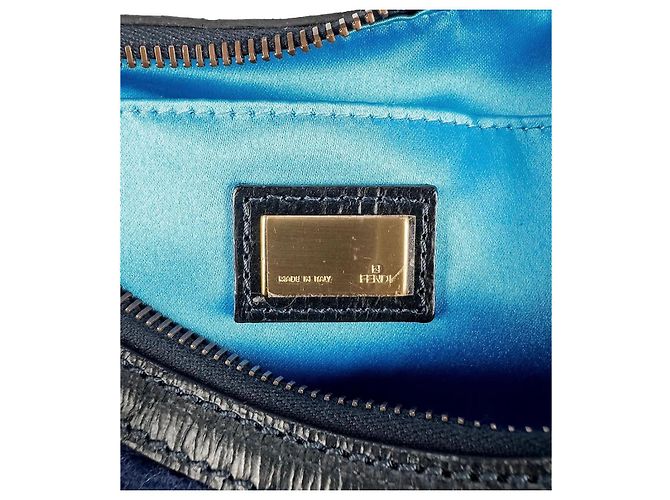 Borsa Fendi Baguette Croissant in lana blu - vista 5