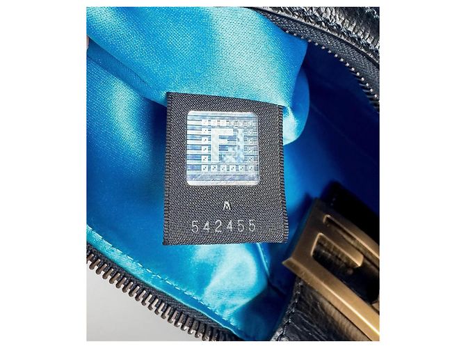 Borsa Fendi Baguette Croissant in lana blu - vista 6