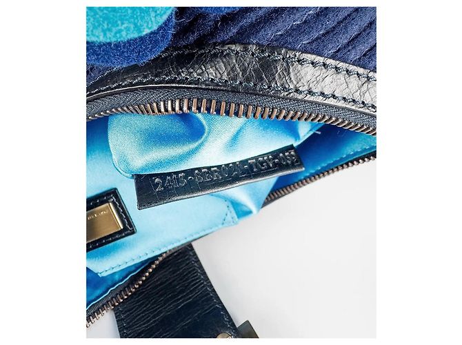 Borsa Fendi Baguette Croissant in lana blu - vista 7