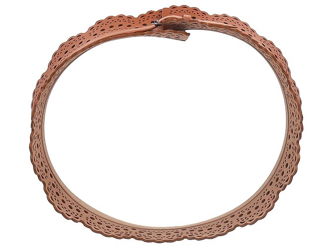 Ceinture taille laser Alaïa en cuir marron - vue 2