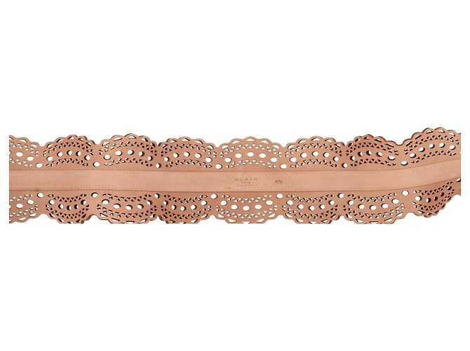 Ceinture taille laser Alaïa en cuir marron - vue 5