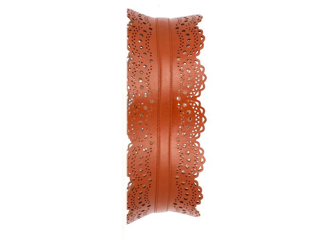 Ceinture taille laser Alaïa en cuir marron - vue 9