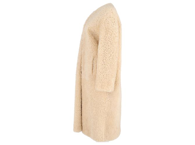 Abrigo de shearling beige sin cuello de Chloé con cinturón - vista 2