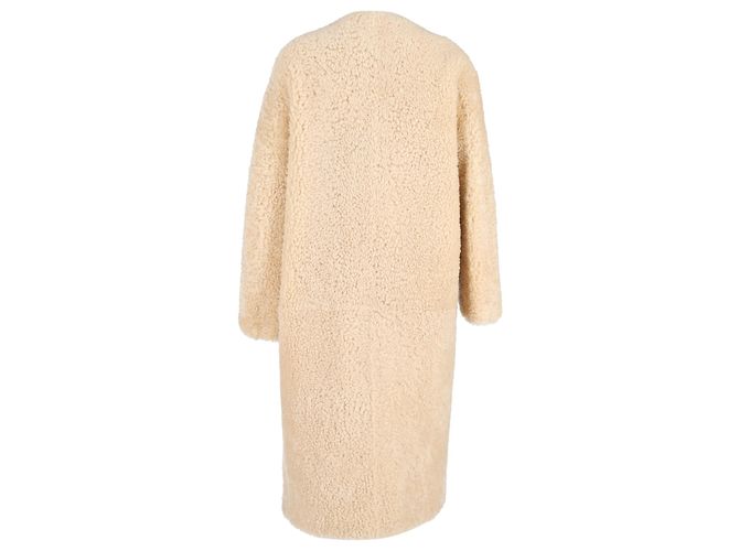 Abrigo de shearling beige sin cuello de Chloé con cinturón - vista 3
