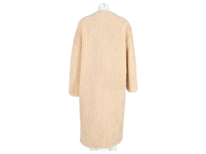 Abrigo de shearling beige sin cuello de Chloé con cinturón - vista 6