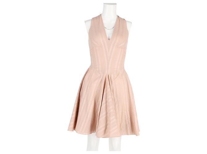 Abito mini halter stampato Alaïa in viscosa nuda Marrone Carne - vista 4