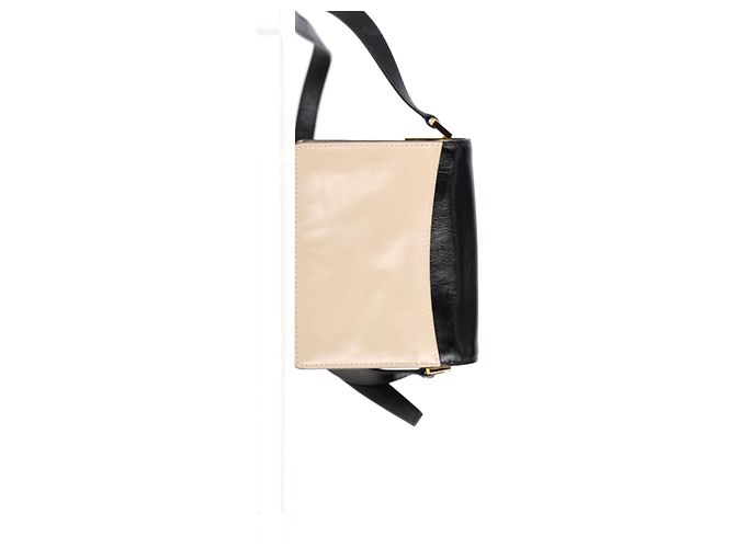 Marni Trunk Mini Farbblock Schultertasche aus beigem Leder - Ansicht 11