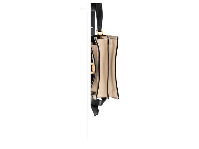 Marni Trunk Mini Farbblock Schultertasche aus beigem Leder - Ansicht 12
