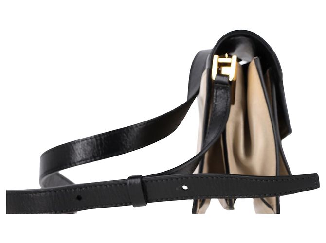 Marni Trunk Mini Farbblock Schultertasche aus beigem Leder - Ansicht 2