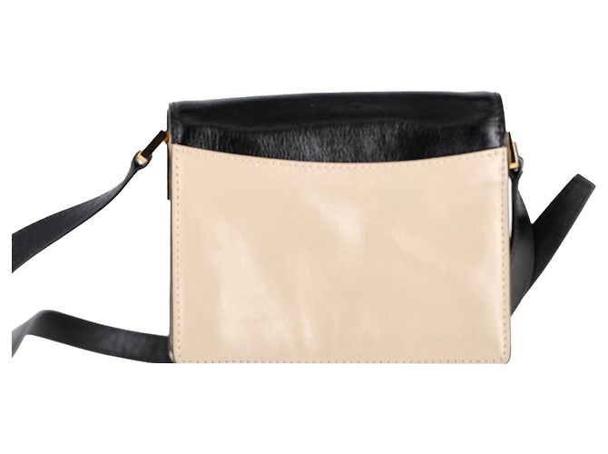 Marni Trunk Mini Farbblock Schultertasche aus beigem Leder - Ansicht 3