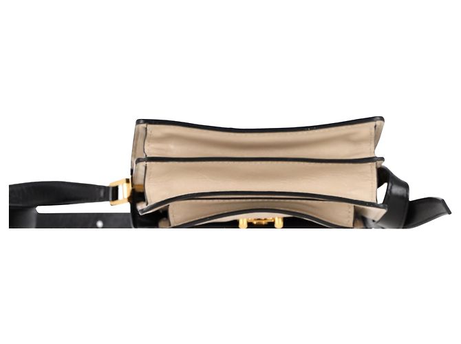 Marni Trunk Mini Farbblock Schultertasche aus beigem Leder - Ansicht 4