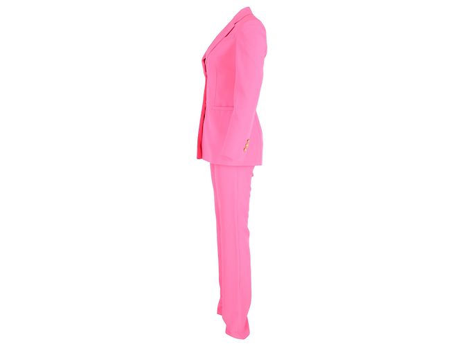 Versace Embellished Button 3-In-1 Suit Set in Pink Wool Brown - view 2