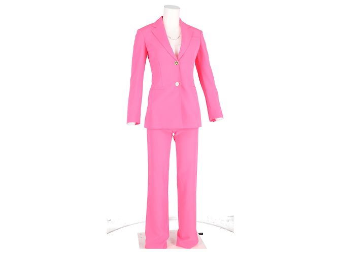 Versace Embellished Button 3-In-1 Suit Set in Pink Wool Brown - view 4