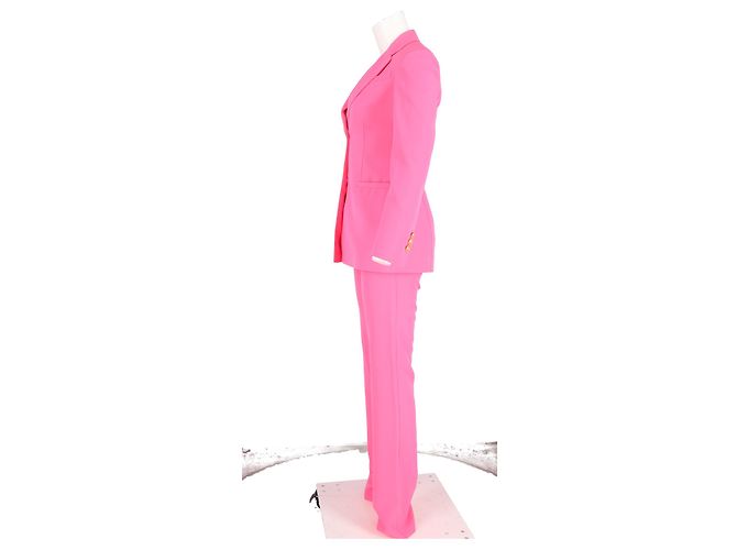 Versace Embellished Button 3-In-1 Suit Set in Pink Wool Brown - view 5