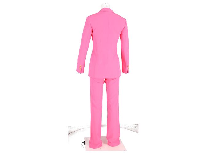 Versace Embellished Button 3-In-1 Suit Set in Pink Wool Brown - view 6