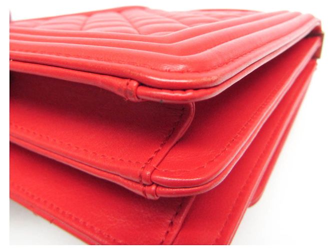 Borsa a spalla in pelle Chanel Boy per donne Rosso - vista 4