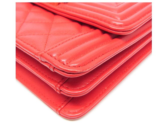 Borsa a spalla in pelle Chanel Boy per donne Rosso - vista 5