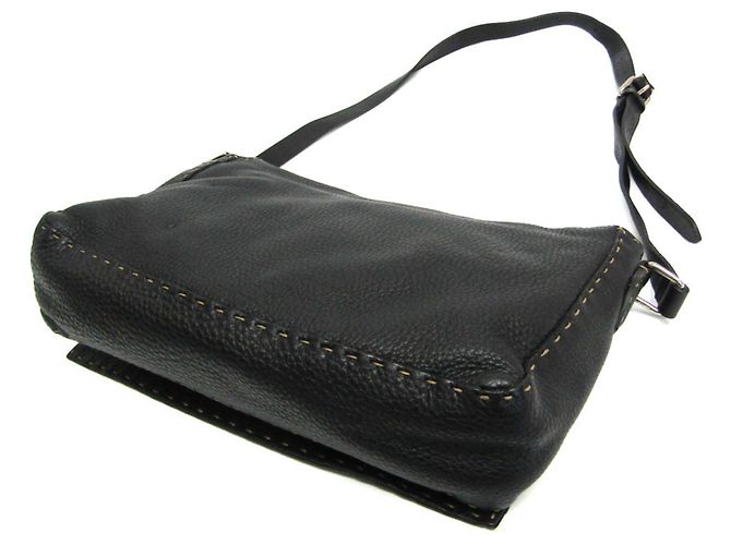 Borsa a tracolla in pelle da donna Fendi Selleria 8BT116 Nero - vista 2