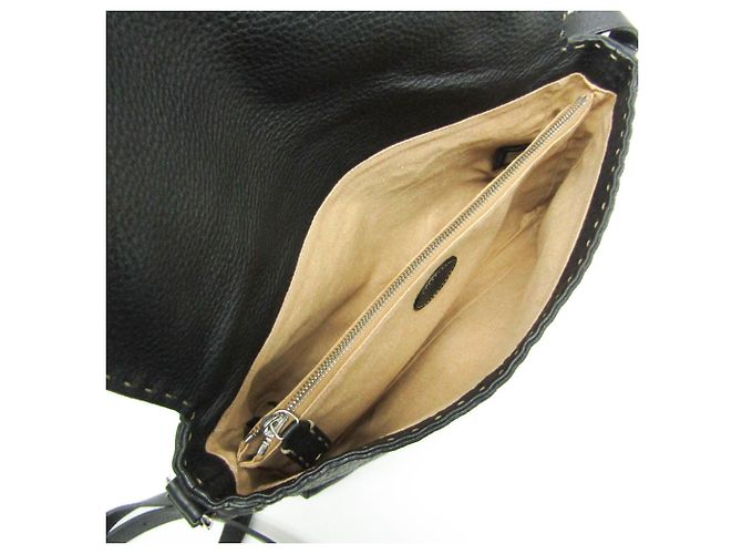 Borsa a tracolla in pelle da donna Fendi Selleria 8BT116 Nero - vista 3