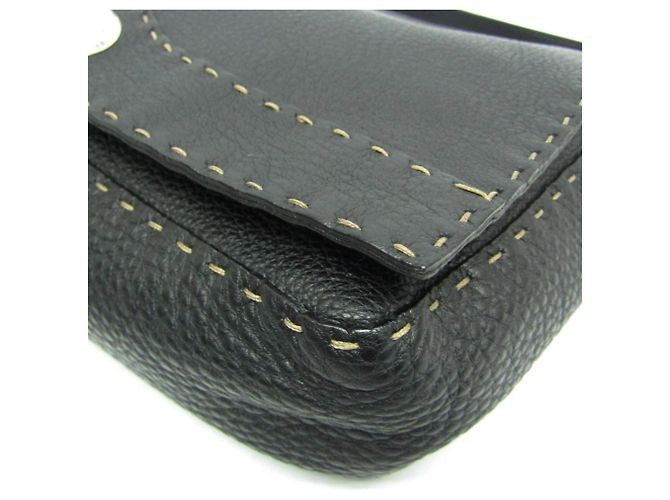 Borsa a tracolla in pelle da donna Fendi Selleria 8BT116 Nero - vista 4