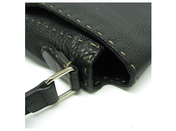 Borsa a tracolla in pelle da donna Fendi Selleria 8BT116 Nero - vista 5