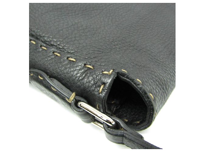 Borsa a tracolla in pelle da donna Fendi Selleria 8BT116 Nero - vista 6
