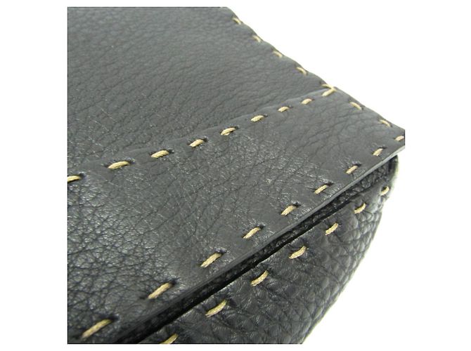 Borsa a tracolla in pelle da donna Fendi Selleria 8BT116 Nero - vista 7