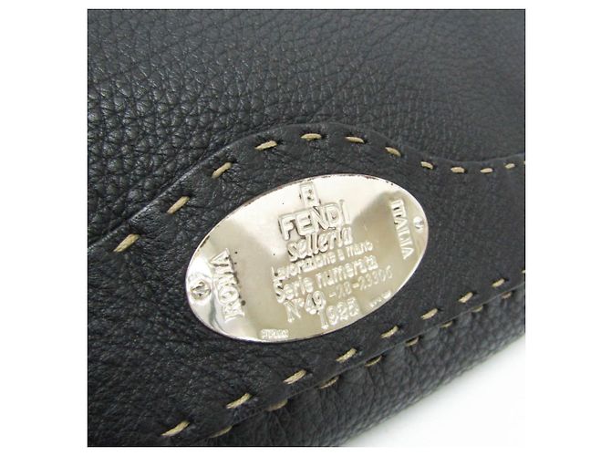 Borsa a tracolla in pelle da donna Fendi Selleria 8BT116 Nero - vista 8