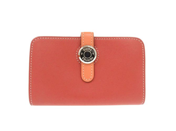 Monedero Hermès Dogon Swift Crevette Roja Coral - vista 2