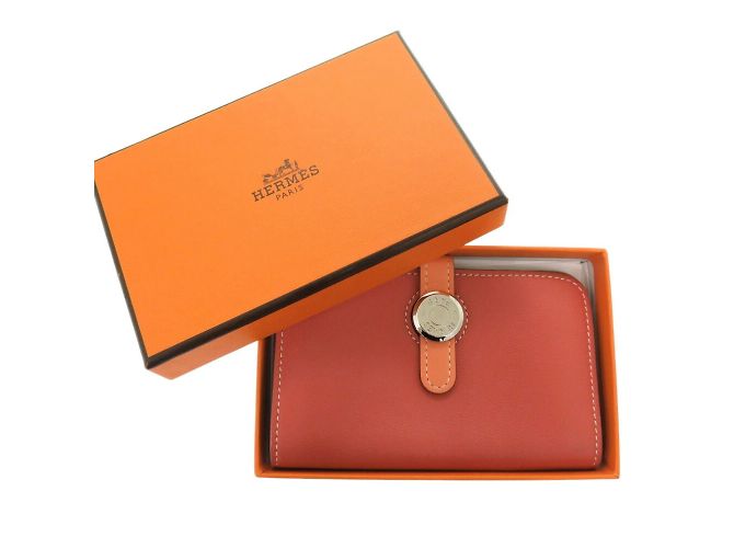 Monedero Hermès Dogon Swift Crevette Roja Coral - vista 3