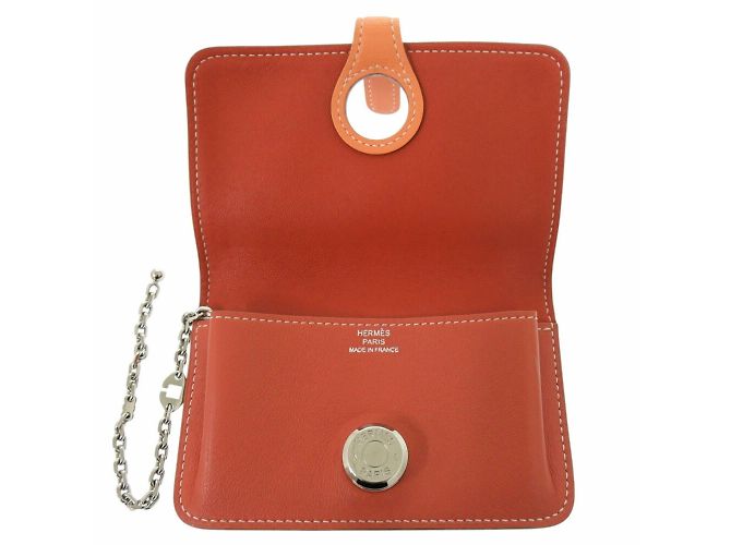 Monedero Hermès Dogon Swift Crevette Roja Coral - vista 6