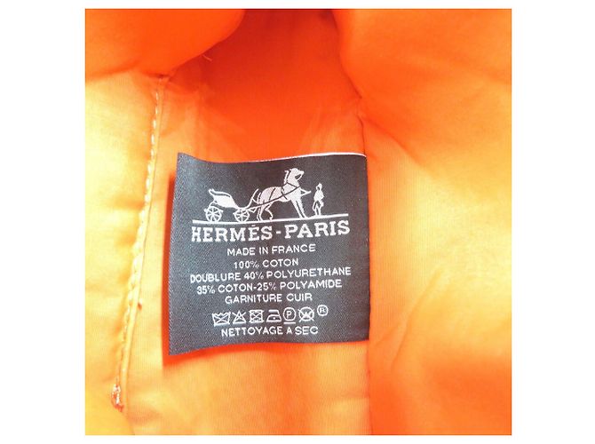 Pochette Bolide Hermès Beige Arancione Pelle e Cotone - vista 6