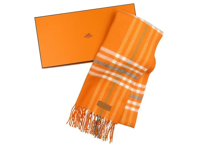 Hermès Sciarpa in cashmere Hermes arancione - vista 3