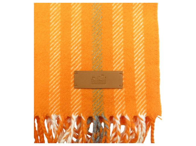 Hermès Sciarpa in cashmere Hermes arancione - vista 5