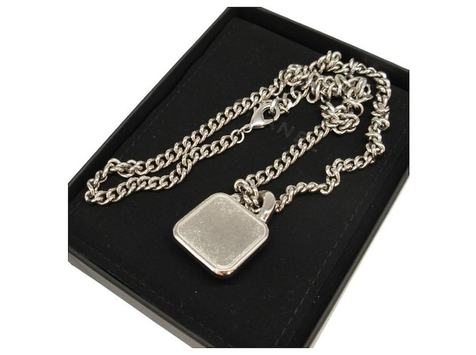 Chanel A23K Coco Mark Metall Stein Stern Anhänger Halskette Schwarz Silber - Ansicht 4