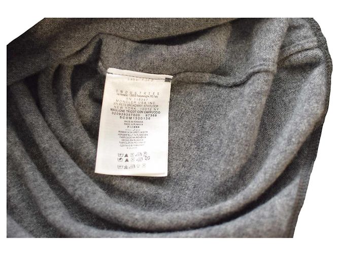 Moncler Haut à capuche en laine vierge grise S - vue 4